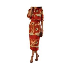 Vintage Alexander Campbell Red Polo Print Skirt Set Size 14 Equestrian USA Made